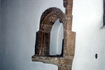 Piscina on the south wall of the chancel March 2011